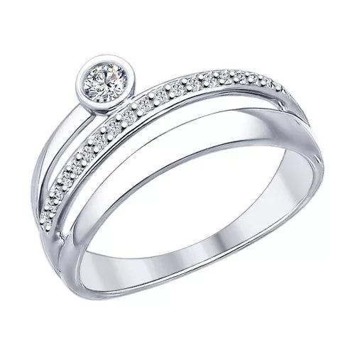 Кольцо из серебра с фианитами