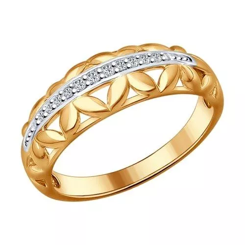 Кольцо из золочёного серебра с фианитами