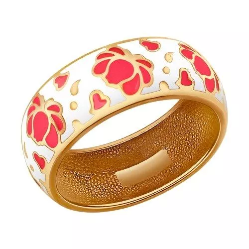 Кольцо из золочёного серебра с эмалью