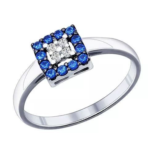 Кольцо из серебра с фианитами