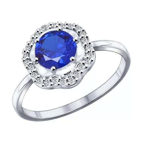 Кольцо из серебра с синим фианитом