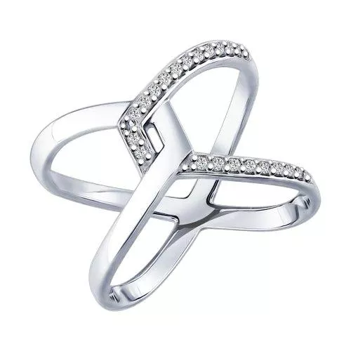 Кольцо из серебра с фианитами