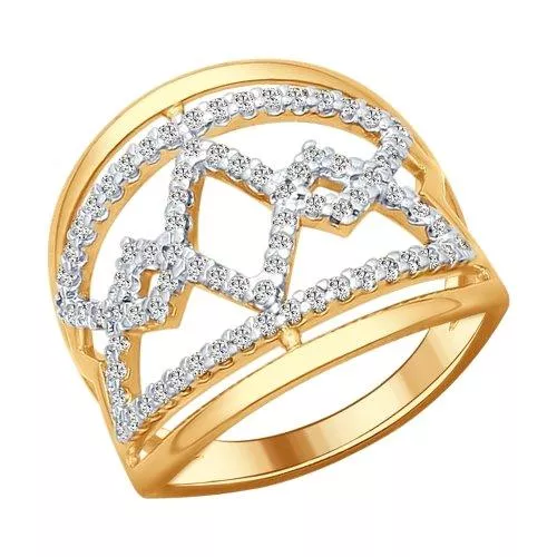 Кольцо из золочёного серебра с фианитами