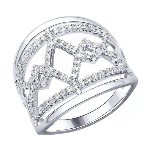 Кольцо из серебра с фианитами