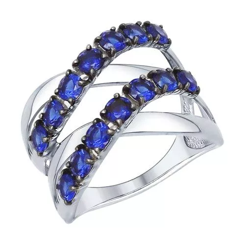 Кольцо из серебра с синими фианитами
