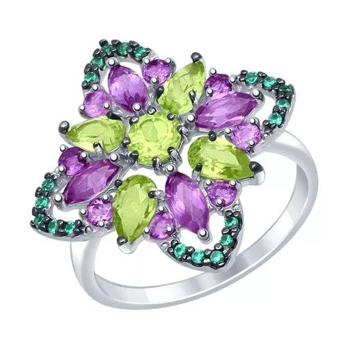 Кольцо из серебра с миксом камней