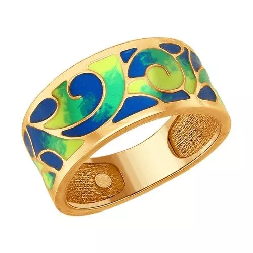 Кольцо из золочёного серебра с эмалью
