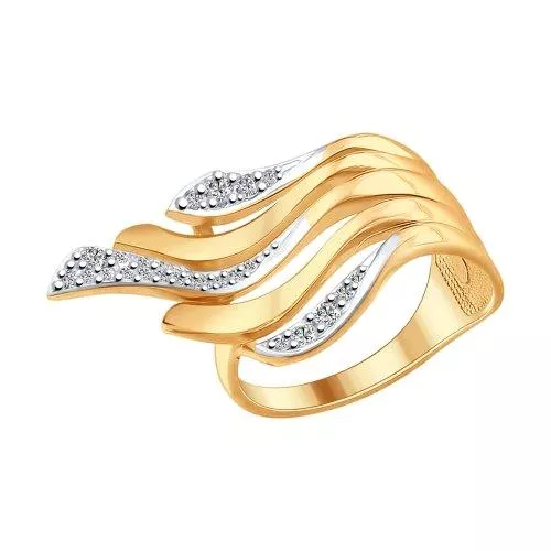 Кольцо из золочёного серебра с фианитами