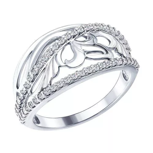 Кольцо из серебра с фианитами