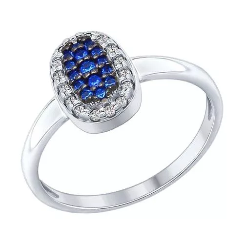 Кольцо из серебра с синими фианитами