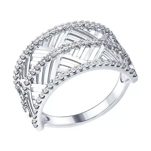 Кольцо из серебра с фианитами