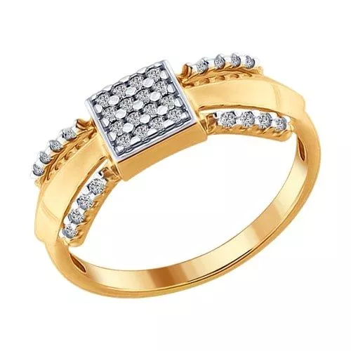 Кольцо из золочёного серебра с фианитами