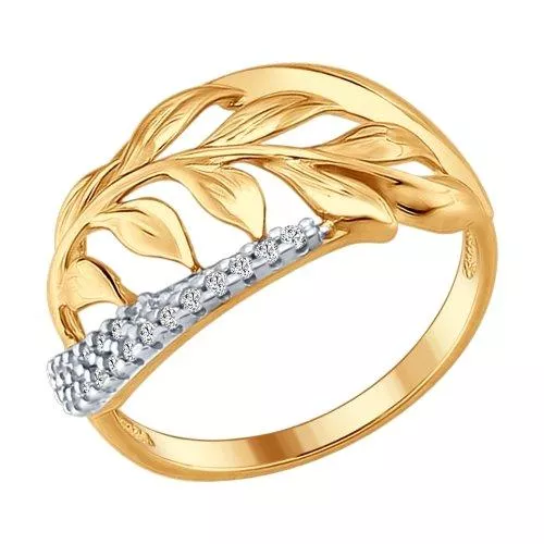 Позолоченное кольцо «Веточка»