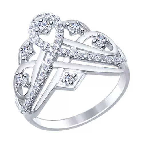 Кольцо из серебра с фианитами