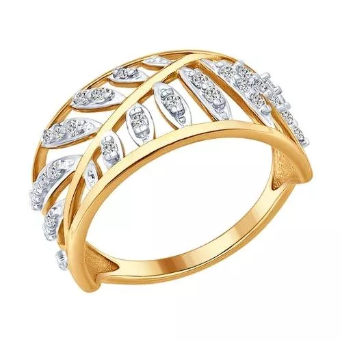 Кольцо из золочёного серебра с фианитами