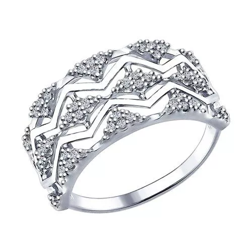 Кольцо из серебра с фианитами