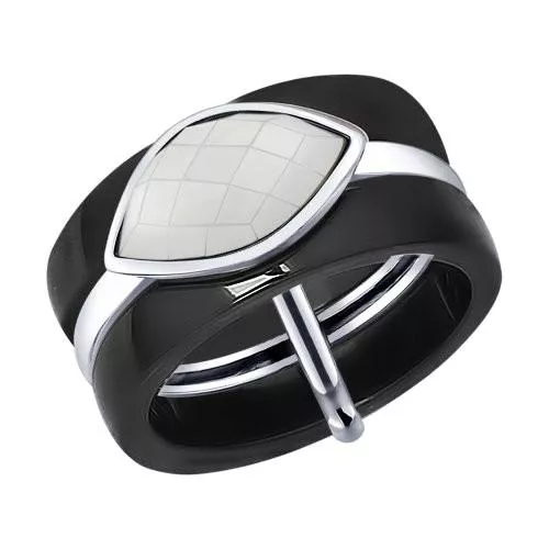 Кольцо из серебра с керамической вставкой