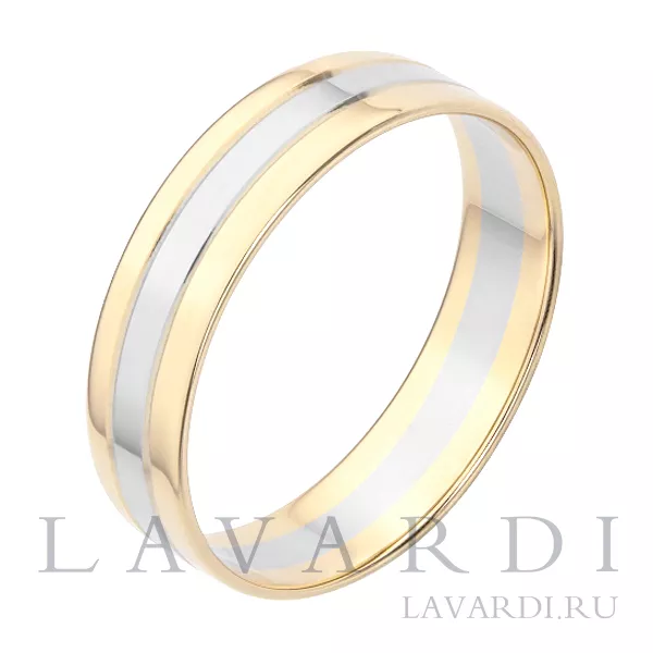 Двухсплавное обручальное кольцо прямое 5 мм