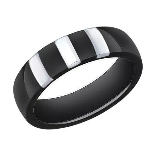 Кольцо из керамики с серебром