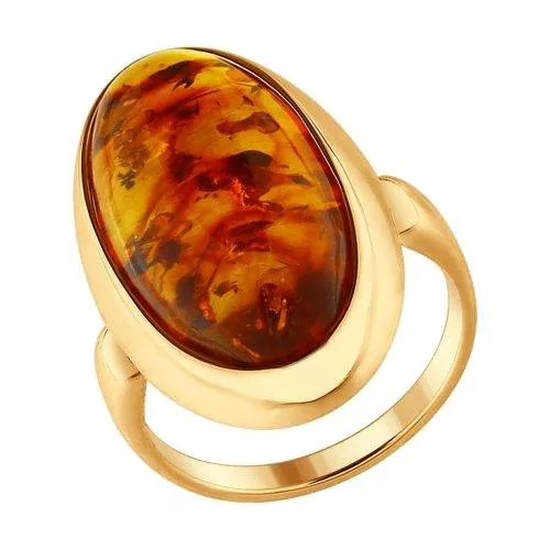 Кольцо из золочёного серебра с янтарём (пресс.)