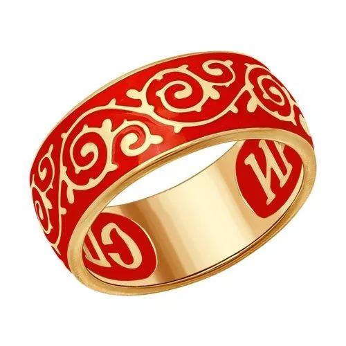 Кольцо из золочёного серебра с эмалью