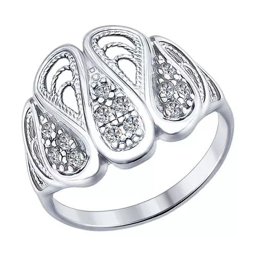 Кольцо из серебра с фианитами