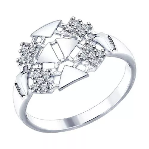 Кольцо из серебра с фианитами