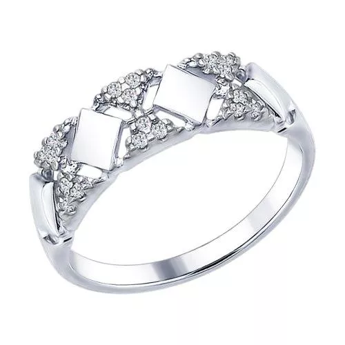 Кольцо из серебра с фианитами