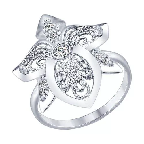 Кольцо из серебра с фианитами