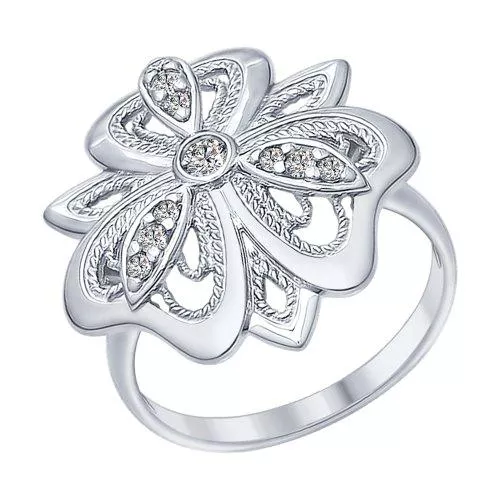 Кольцо из серебра с фианитами