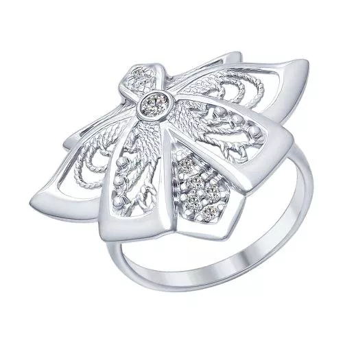 Кольцо из серебра с фианитами