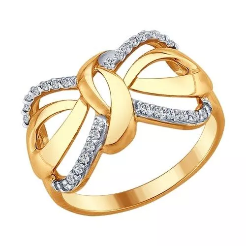 Кольцо из золочёного серебра с фианитами