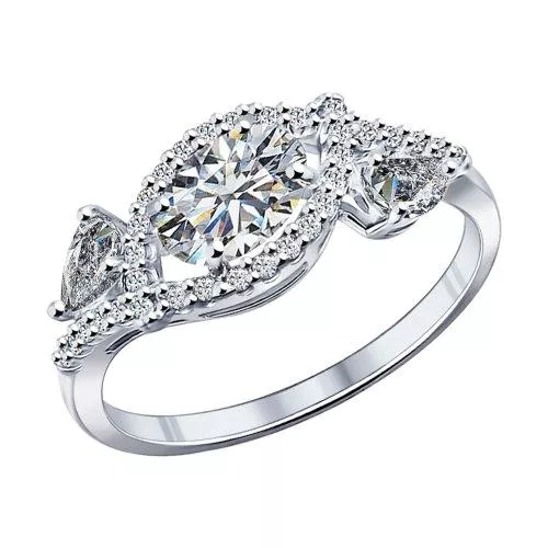 Кольцо из серебра с фианитами