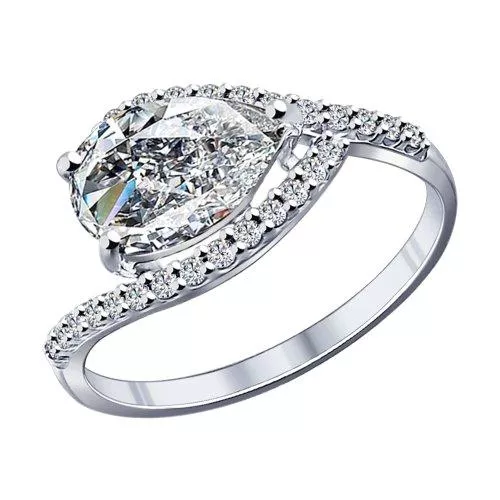 Кольцо из серебра с фианитами