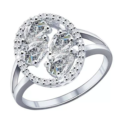 Кольцо из серебра с фианитами