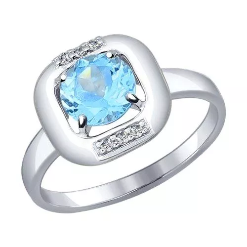 Кольцо из серебра с топазом и фианитами