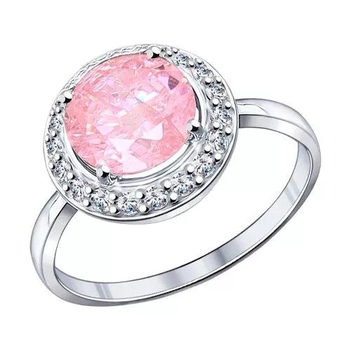 Кольцо из серебра с розовым фианитом