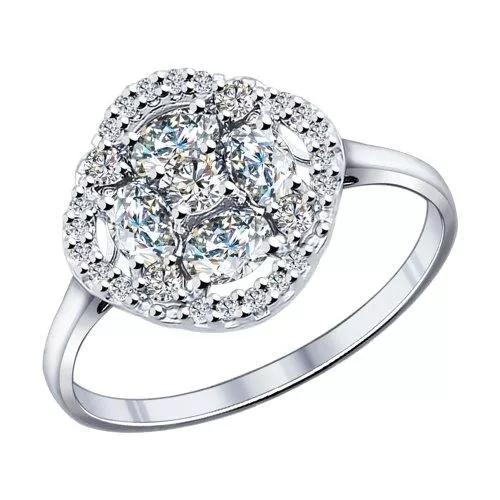 Кольцо из серебра с фианитами