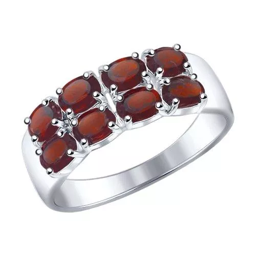 Кольцо из серебра с гранатами