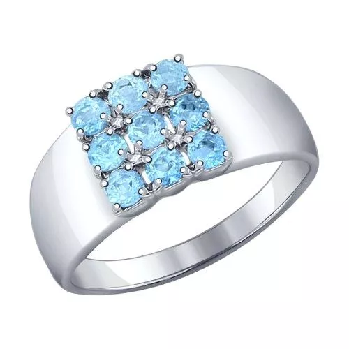 Кольцо из серебра с топазами