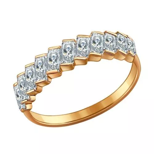 Кольцо из золочёного серебра с фианитами