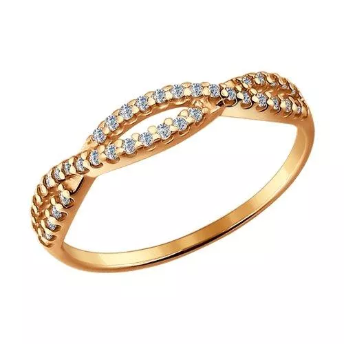 Кольцо из золочёного серебра с фианитами