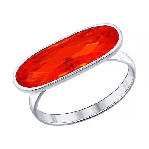 Кольцо из серебра с оранжевым кристаллом Swarovski