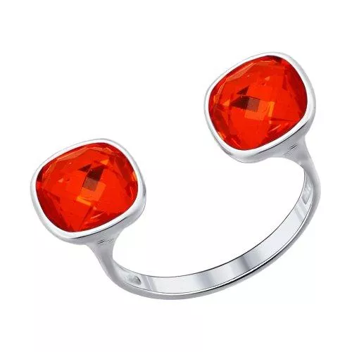 Кольцо из серебра с оранжевыми кристаллами Swarovski