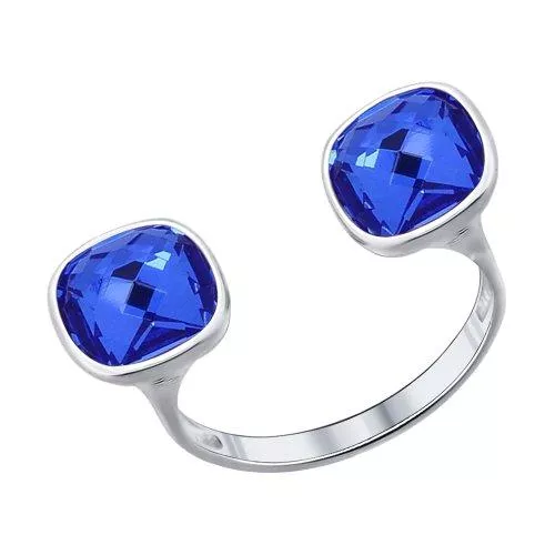 Кольцо из серебра с синим кристаллом Swarovski
