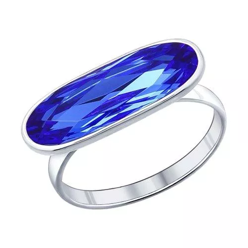 Кольцо из серебра с синим кристаллом swarovski