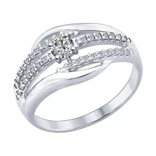 Кольцо из серебра с фианитами