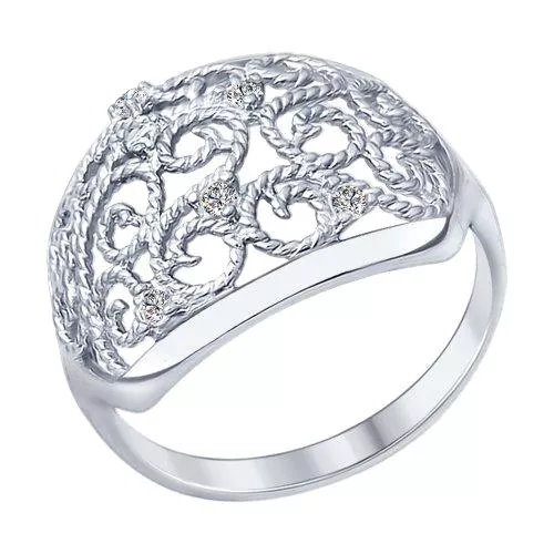 Кольцо из серебра с фианитами