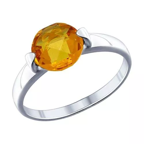 Кольцо из серебра с жёлтой стеклянной вставкой