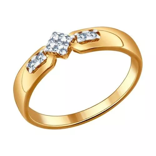 Кольцо из золочёного серебра с фианитами